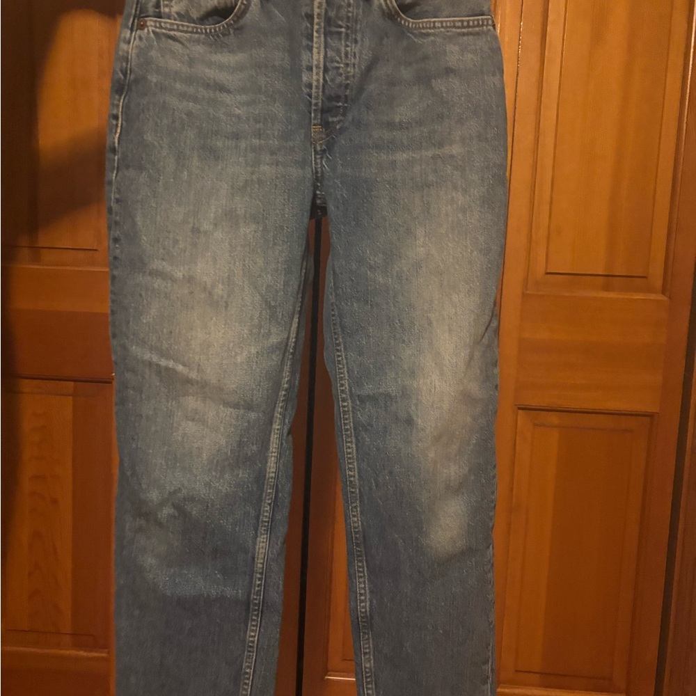 Re/Done women’s high rise stovepipe Jean in medium vein
